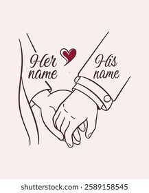 This hand-drawn illustration features two hands with intertwined fingers, symbolizing unity, love, and connection.