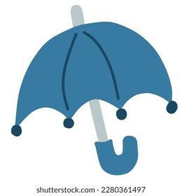 This is a hand-drawn illustration of a simple blue umbrella. The umbrella is open. There are distortions because I colored the hand-drawn picture after I cleaned it up.