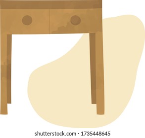 This is a hand-drawn illustration of a table. (Watercolor style.)
