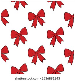 This hand-drawn seamless pattern of red bows adds a cute and festive touch to any design. Ideal for wrapping paper, decor, fashion prints, and holiday-themed digital projects.
