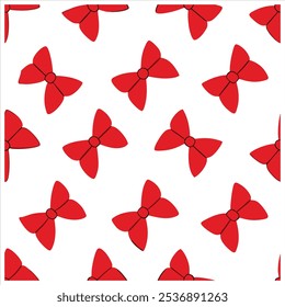 This hand-drawn seamless pattern of red bows adds a cute and festive touch to any design. Ideal for wrapping paper, decor, fashion prints, and holiday-themed digital projects.
