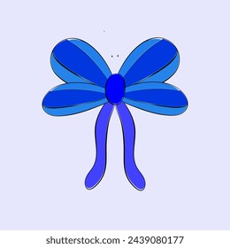 This is a hand-drawn style blue bow. This may be used as a hair, flower ribbon, for gift box or in different banners.