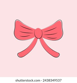 This is a hand-drawn style flat pink bow. This may be used as a hair, flower ribbon, for gift boxes or in different banners.