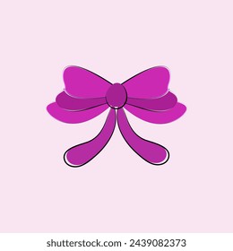 This is a hand-drawn style purple bow. This may be used as a hair, flower ribbon, for gift box or in different banners.