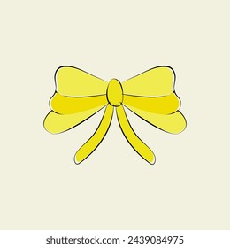 This is a hand-drawn style yellow bow. This may be used as a hair, flower ribbon, for gift box or in different banners.