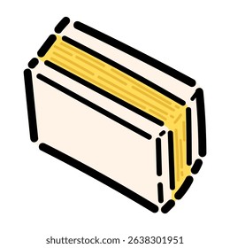 This hand-drawn vector features a fluffy Japanese omelette sandwich.Great for café menus, breakfast promos, or casual food ads with a warm and friendly look.