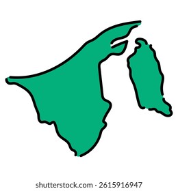This hand-drawn vector illustration of Brunei Darussalam is well-suited for business reports,regional analysis,travel promotions,and educational content.