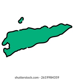 Esta ilustração à mão desenhada vetorial da República Democrática de Timor-Leste é ideal para uso em apresentações de negócios internacionais, conteúdo educacional e projetos de estudos regionais.