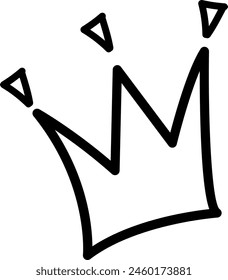 This hand-drawn vector illustration features a simplistic yet elegant crown outline, designed with a black outline stroke for a stylish touch.