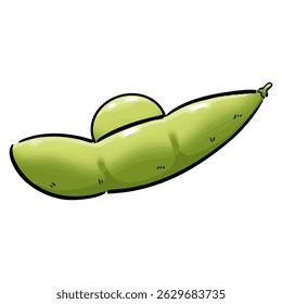 This hand-drawn vector illustration features fresh and simple edamame.Perfect for izakaya menus, summer food ads, or beer-themed promotions with a relaxed and casual style.