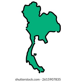 This hand-drawn vector illustration of the Kingdom of Thailand is ideal for business documents,travel brochures,educational materials,and regional marketing content.