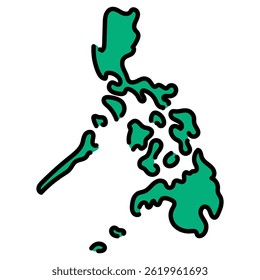 Esta Ilustración vectorial dibujada a mano de la República de Filipinas es ideal para presentaciones de negocios, materiales educativos y diseños relacionados con el turismo.