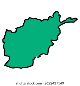 This hand-drawn vector map of Afghanistan features a soft,easy-to-read design suitable for business documents,educational resources,and international presentations.