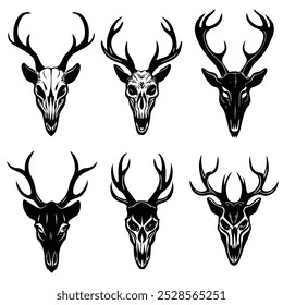  This hand-drawn vintage deer skull vector illustration offers intricate detail and rustic appeal. Ideal for tattoo designs, decor, or nature-inspired digital projects.