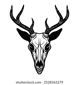  This hand-drawn vintage deer skull vector illustration offers intricate detail and rustic appeal. Ideal for tattoo designs, decor, or nature-inspired digital projects.