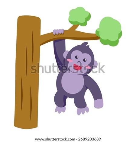 This hanging on a tree branch illustration is suitable for animal especially Gorilla.