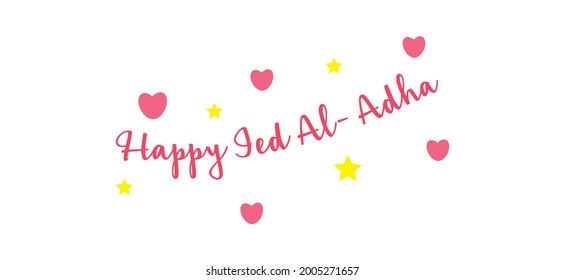 This is a happy Eid al Adha vector with pink color and love symbol