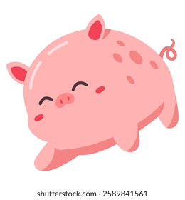 This happy little pig illustration is suitable for cute frog stickers etc