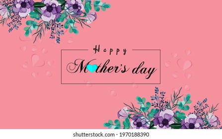 This is Happy Mothers Day banner. Holiday background heart made of pink and red Origami Hearts on soft pink background. Design for fashion ads, poster, header for website