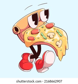 This is The Happy Pizza Walk Illustration, download this artwork and choose the enhanced license for more usability