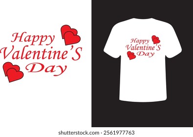 This "Happy Valentine's Day" T-shirt design is a beautiful celebration of love and affection, created with precision in Adobe Illustrator. The design features a vibrant red "Happy Valentine's Day" tex