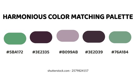 This harmonious color palette blends vibrant and muted tones for a dynamic yet balanced aesthetic. fresh green, deep plum, dusty pink, burgundy, muted green. Ideal for bold and elegant designs. 137.