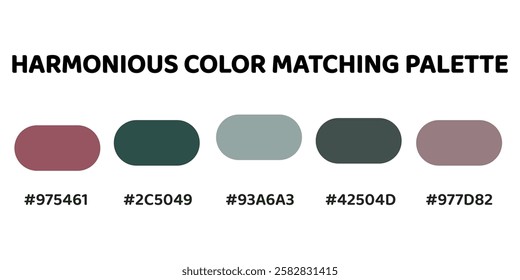 This harmonious color palette combines soft cyan tones with warm, earthy hues for a balanced and natural aesthetic. muted rose, teal green, greyish cyan, muted slate, soft pink. 185.