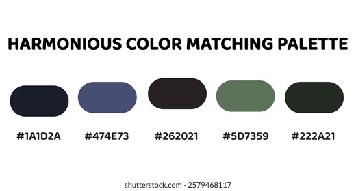 This harmonious color palette features deep. It offers a balanced, sophisticated look, ideal for modern designs. Perfect for tech, contemporary projects. navy, teal, charcoal, green. 128.