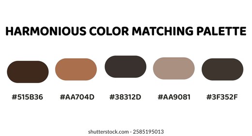 This harmonious color palette perfect for creating a warm, harmonious design with a mix of earthy and rich, natural tones. olive green, burnt orange, dark charcoal, soft beige, deep brown. 241.