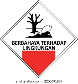This hazardous waste symbol image is a vector graphic design created following the Indonesian government regulations. This image describes the hazardous characteristics to the environment