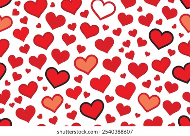 This heart-filled seamless pattern background is perfect for Valentine’s Day, romantic designs, and themed decor. Add a playful touch of love to any project with this charming vector.