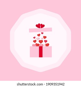 This is a hearts in a box on pink background. Valentine's card.