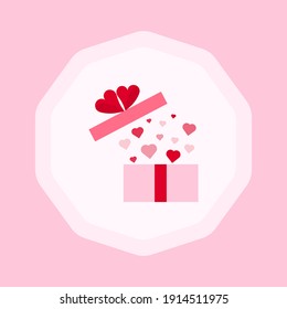 This is a hearts in a box on pink background. Valentine's card.