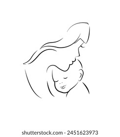 This heartwarming vector illustration depicts the bond between a mother and her child. With a minimalist design and vibrant colors, the artwork captures the essence of love, care, and connection.