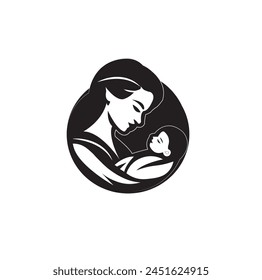 This heartwarming vector illustration depicts the bond between a mother and her child. With a minimalist design and vibrant colors, the artwork captures the essence of love, care, and connection.