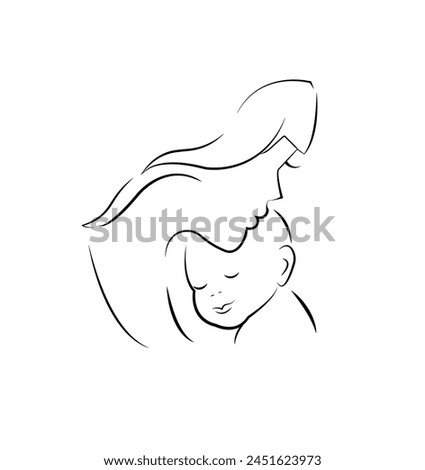 This heartwarming vector illustration depicts the bond between a mother and her child. With a minimalist design and vibrant colors, the artwork captures the essence of love, care, and connection.