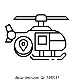 Este ícone de helicóptero é adequado para transporte, viagens e turismo, etc