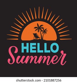 This Is Hello Summer Typography T-Shirt Design With Editable Template Copyright Free