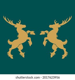 This heraldic golden deer logo is made in a modern and simple style, has a firm, strong and wise meaning. Will look right for your creative industry logo.