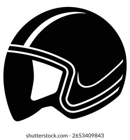 Esta imagem de alto contraste mostra um capacete de motocicleta preto sólido adornado com listras de corrida dinâmicas, definido contra um fundo branco nítido, tornando-o ideal para aplicações versáteis.
