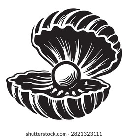 This high-contrast black and white vector illustration captures the classic beauty of an open oyster shell revealing a pristine pearl inside. Perfect for marine conservation logos, luxury jewelry branding, maritime-themed artwork, or coastal decor graphics, this clean silhouette design balances bold lines with fine woodcut-style detailing. The striking monochrome aesthetic makes it highly versatile for digital media, print merchandise, tattoo concepts, and sophisticated corporate icons.#Oyster #Pearl #Seashell #VectorArt #OceanGraphic #LogoDesign #BlackAndWhiteArt #MarineLife #JewelryDesign #ShellIllustration