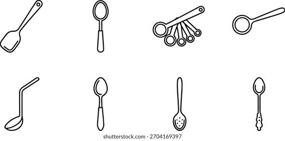 ¡Son iconos de arte lineal de alta calidad para cucharas!