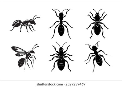 Este conjunto de Ilustraciones vectoriales de silueta de hormigas de alta calidad ofrece una colección detallada y versátil de Formas de hormigas. Perfecto para su uso en el diseño de logotipos, materiales educativos, proyectos temáticos de insectos