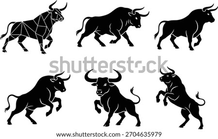This is high-quality silhouettes of stylized bulls!