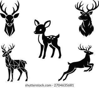 This is high-quality silhouettes of stylized deer!