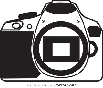 This high-quality vector illustration features a detailed and modern camera design, perfect for any creative project. The artwork showcases a sleek, professional camera with a prominent lens, buttons,