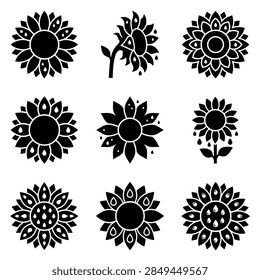 This high-quality vector illustration features a stunning sunflower in full bloom, adorned with glistening water droplets that simulate morning dew or fresh rain. The intricate details of the golden-yellow petals and the textured dark center capture the essence of nature's beauty, making it perfect for botanical designs, summer-themed graphics, and environmental conservation projects.