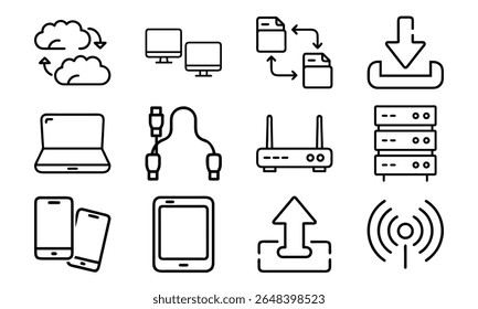 This is a high-quality vector or image design related to 'Technology and network icon set with cloud server laptop router and data (24)'. Perfect for commercial and creative use.