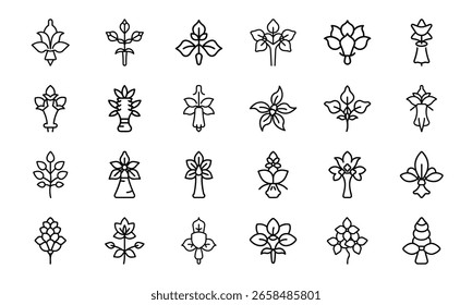 This is a high-quality vector or image design related to 'bundle bouvardia icon silhouettes style white background Perfect for commercial and creative use.