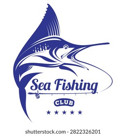 This high-quality vector logo features a dynamic and powerful marlin breaching the water, perfectly capturing the thrilling essence of deep-sea sportfishing. Rendered in a clean, professional monochromatic blue, the design seamlessly integrates a fishing rod, elegant script typography, and five stars symbolizing premium quality and excellence. It is an ideal branding asset for angling tournaments, charter boats, marine apparel, and coastal conservation clubs looking for a bold, timeless identity.#SeaFishing #FishingClub #MarlinLogo #Sportfishing #VectorDesign #GraphicDesign #AnglingLife #OceanBranding